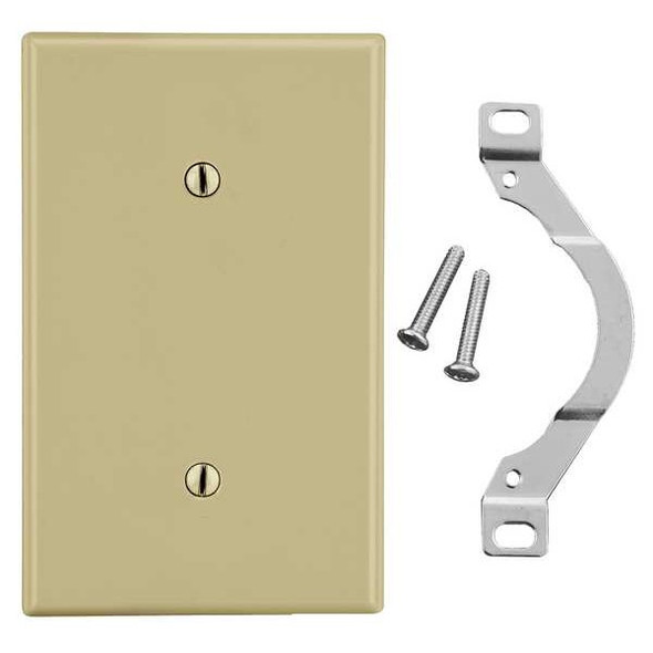 Blank Strap Mount Wall Plate, Number of Gangs: 1 Plastic, Satin Finish, Ivory