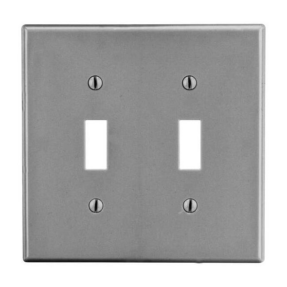 Toggle Switch Wall Plate, Number of Gangs: 2 Plastic, Satin Finish, Graphite