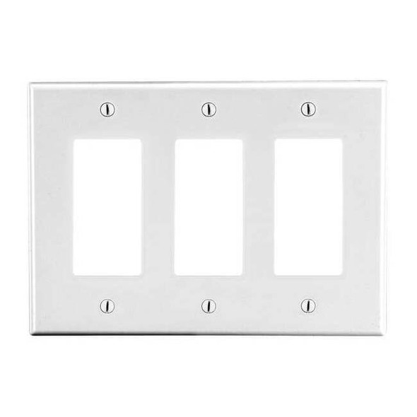 Rocker Wall Plate, Number of Gangs: 3 Plastic, Satin Finish, White