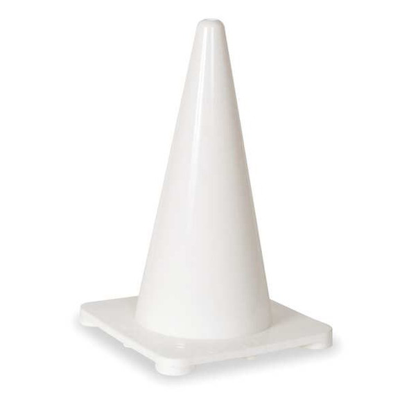 Traffic Cone, Polyethylene, Non-Reflective, 18 in Height, 1.5 lb, White