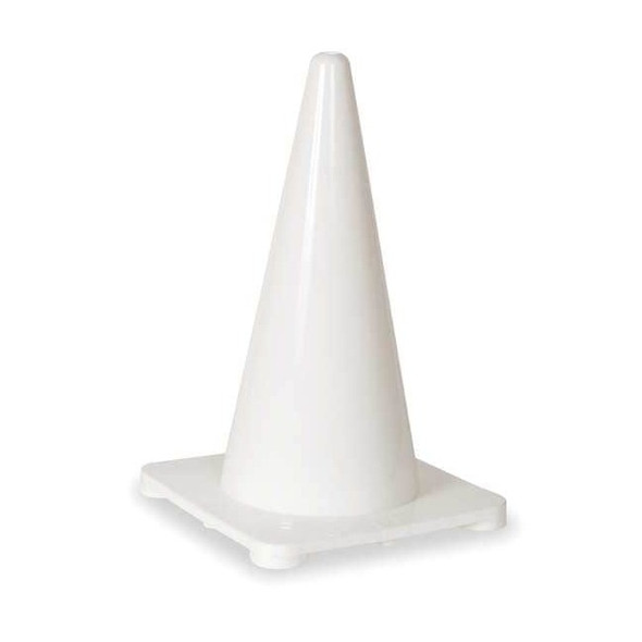 Traffic Cone, Polyethylene, Non-Reflective, 18 in Height, 1.5 lb, White