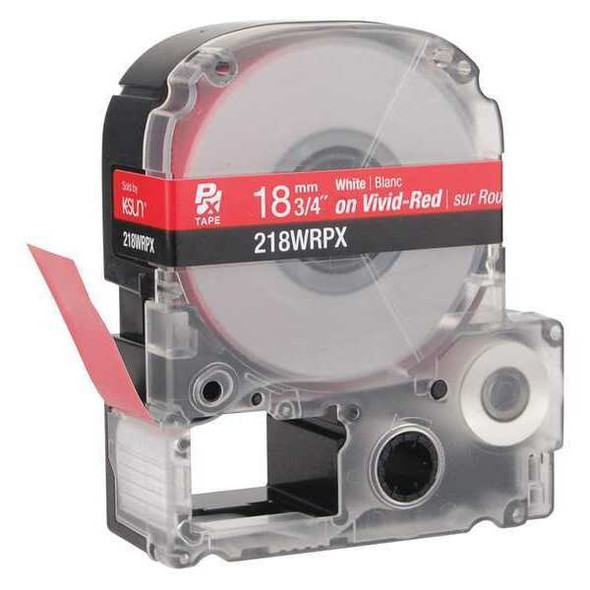 Epson Label Cartridge, White on Red, Labels/Roll: Continuous 218WRPX