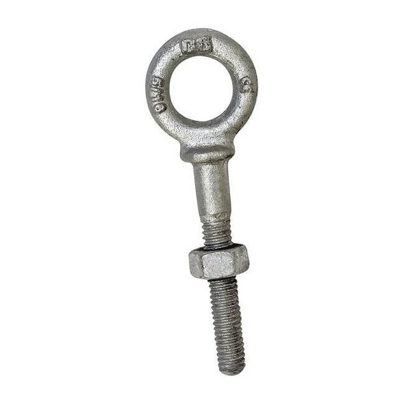 Eye Bolt With Shoulder, 1-1/2"-18, 2-1/4 in Shank, 5/8 in ID, Steel, Galvanized