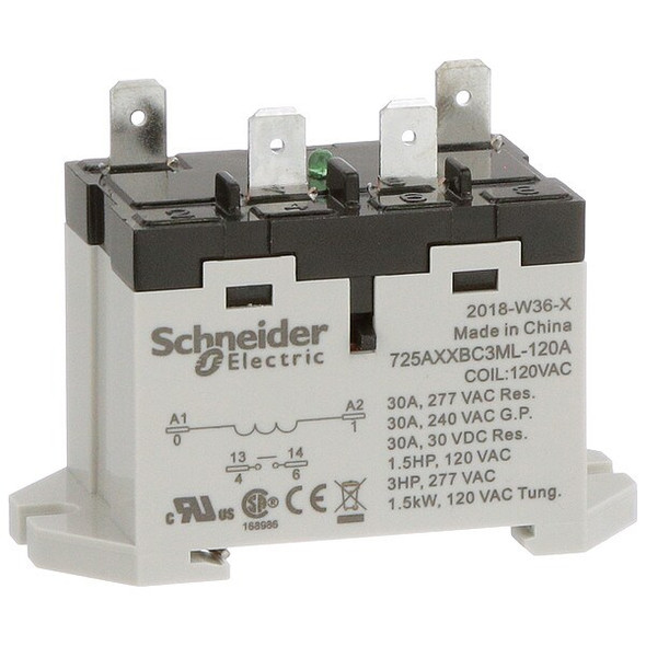 DIN Rail & Top Flange, Enclosed Power Relay, 30 A, 4, Quick Connect