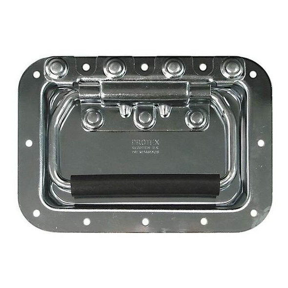 Load Rated Fold Pull Handle, Steel, Polished Zinc, Unthr. Holes