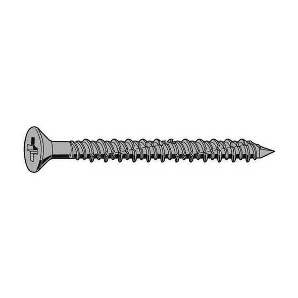 Concrete Screw, 3/16" Dia., Flat, 1 1/4 in L, Steel Blue Ruspert, 100 PK