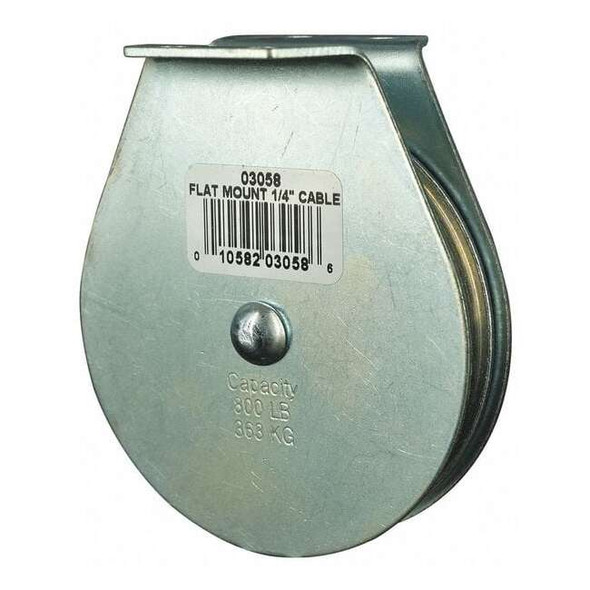 Pulley Block, Wire Rope, 1/4 in Max Cable Size, 800 lb Max Load, Zinc Plated