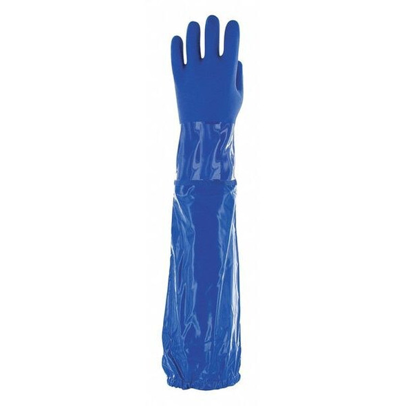 Solvex 58-430 Chemical Resistant Gloves, PVC, 24 in L, 79 mil, Blue, 10, 1 PR