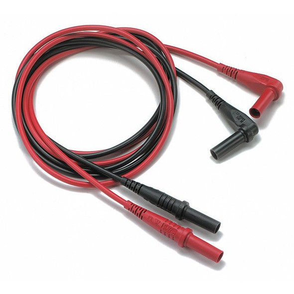 Flexible DMM Test Lead Set, CAT III 1000V, Sheathed Style Banana Plug, 4 ft., Silicone, Black, Red