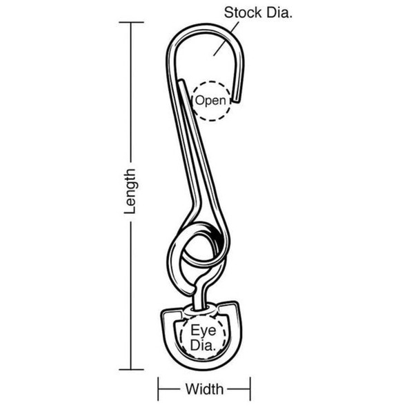 Lucky Line Economy Spring Snap,L 2 5-8 In,PK10 4FCW7