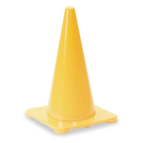 Traffic Cone, Polyethylene, Non-Reflective, 18 in Height, 1.5 lb, Yellow