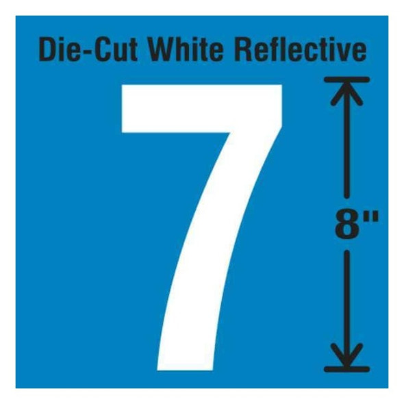 Stranco Number Label, Vinyl, White,Number 7,8"H DWR-SINGLE-8-7