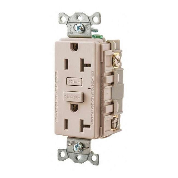 Bryant GFCIRcptcl,20A,125VAC,Almnd,Thrmplstc GF20LA