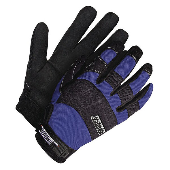 X-Site Mechanics Gloves, Synthetic Leather Palm, Spandex Back, XL, Black/Blue