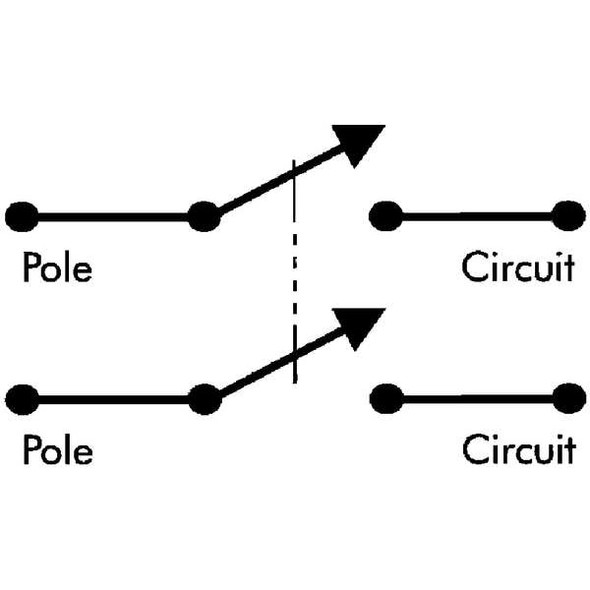 Toggle Switch, DPST, 4 Connections, On/Off, 3/4 hp, 10A at 250V AC, 15A at 125V AC