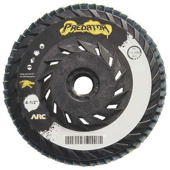 4-1/2" x 5/8"-11 Hard Edge Performance Coated PREDATOR Nylon Flap Disc, 36 Grit