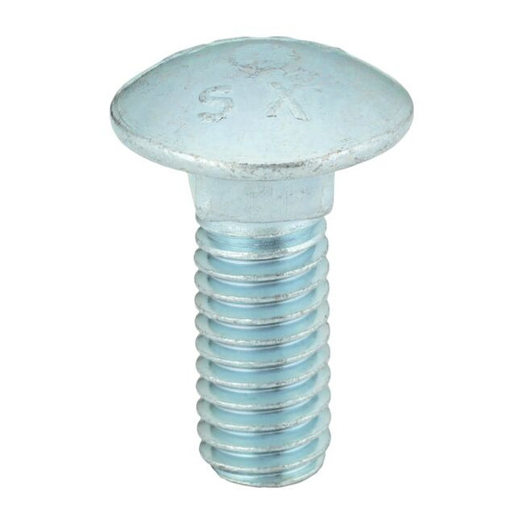 Carriage Bolt, Square Neck, 3/8"-16, 1 in L, Steel, Grade 2, Zinc Plated, 100 PK