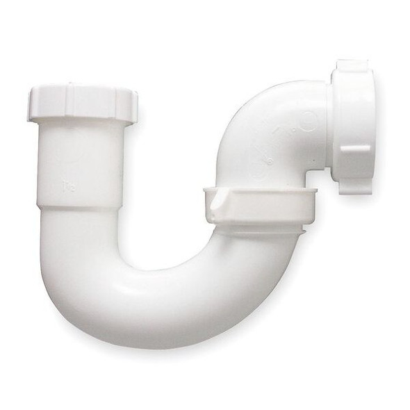 1-1/2 Dia, Polypropylene, White/Plastic, Lavatory/Kitchen, J-Bend