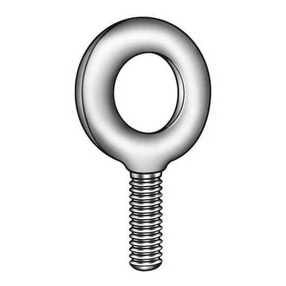 Eye Bolt Without Shoulder, 5/8"-11, 1-3/4 in Shank, 1-3/8 in ID, Steel, Plain