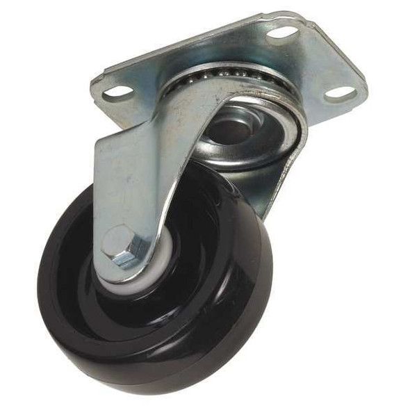 Swivel NSF-Listed Plate Caster,Polyolfin,4 in,275 lb,Blk