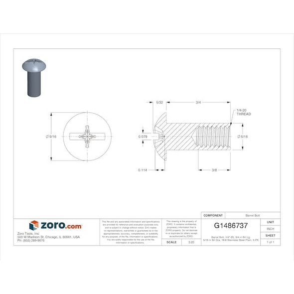Manufacturer Varies Barrel Bolt,3/4"L,18-8SS,1/4"-20,PK5 5MA19 Manufacturer Varies Barrel Bolt,3/4"L,18-8SS,1/4"-20,PK5 5MA19
