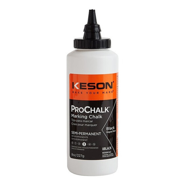 Keson Marking Chalk, Black, Semi-Permanent, 8oz 8BLACK