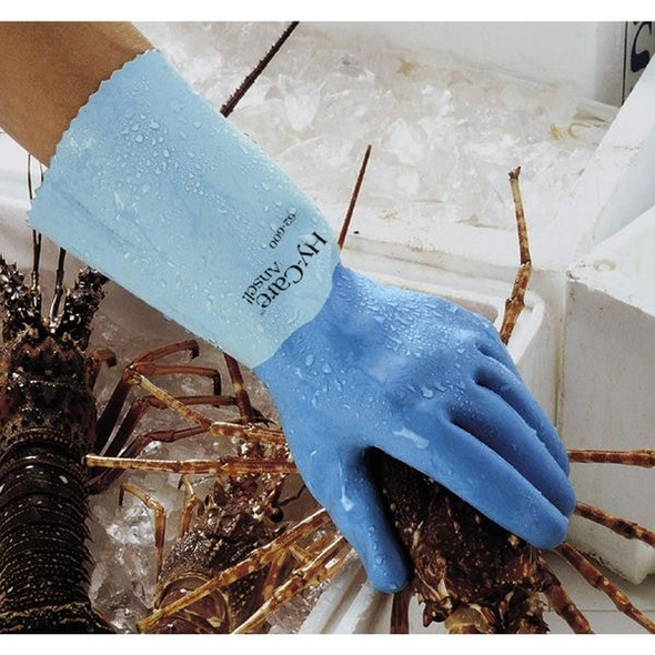 AlphaTec(R) 62-400 Chemical Resistant Gloves, Natural Rubber Latex, 12 in L, 40 mil, Blue, 9, 1 PR