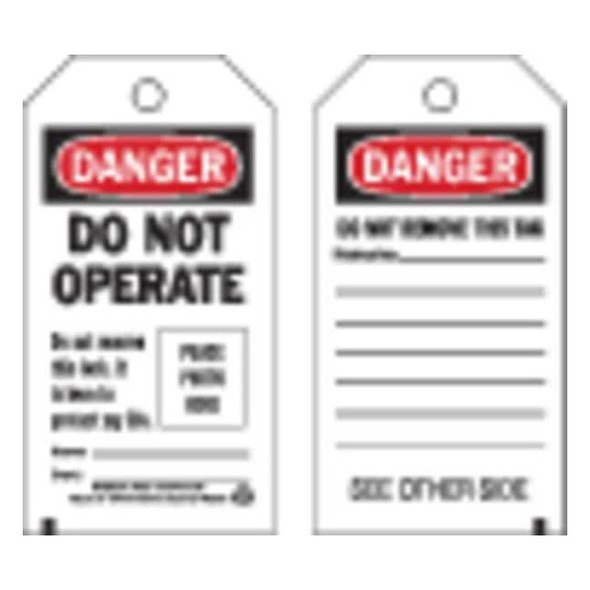 Brady Danger Tag,5-3/4 x 3 In,Met,3/8 In,PK10 65501