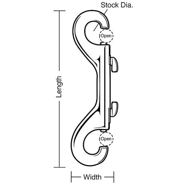 Lucky Line Slide Bolt Snap, SS, 7/16 in Eye Dia 4FCG5