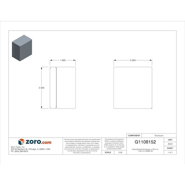 Box Enclosures Enclosure,2-23/64 In. W,1-37/64 In. D BEN-10PBK