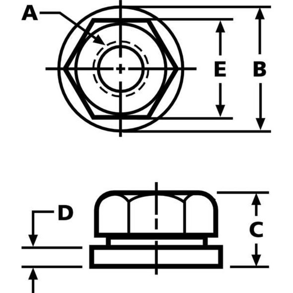 Flange Nut, M16-2.00, Steel, Not Graded, Black Oxide, 24 mm Hex Wd, 21 mm Hex Ht  61605