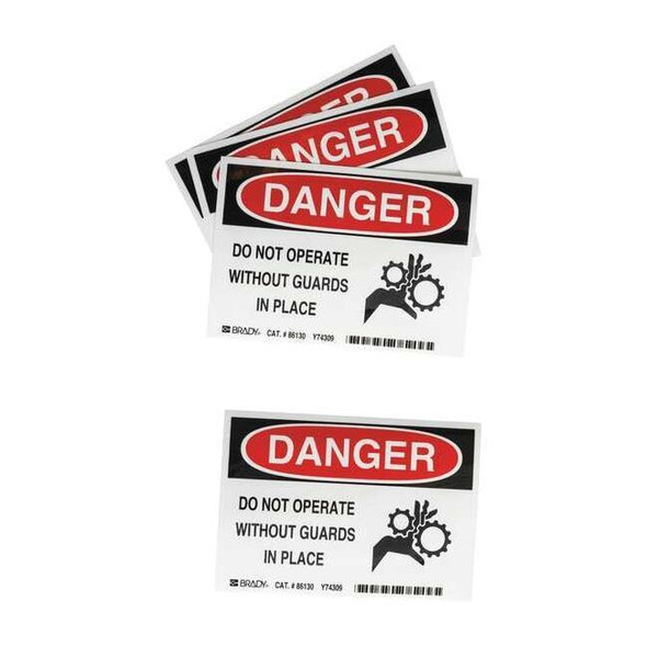 Brady Equipment Label,3-1/2 In. H,PK5, 86130 86130