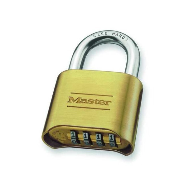 Combination Padlock, Body Height 1 1/2 in, Body Material Brass, 4 Dials