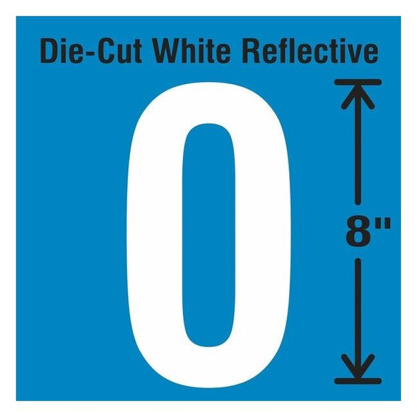 Stranco Number Label, Vinyl, White,Number 0,8"H DWR-SINGLE-8-0