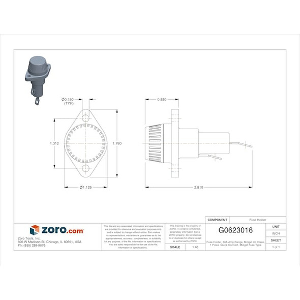 Eaton Bussmann Fuse Holder,0 to 30A,Midget,1 Pole HPS