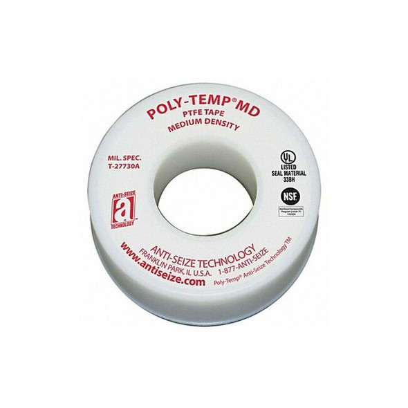 Thread Sealant Tape, Poly-Temp, Medium Density, 3/4 in W x 43 ft L, White