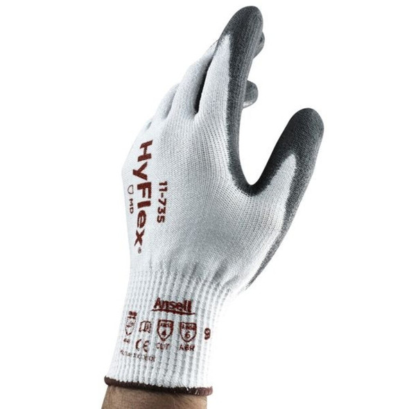 Cut-Resistant Coated Gloves, Cut Level A4 ,Dipped ,Polyurethane ,Sandy ,M 1 PR  11-735