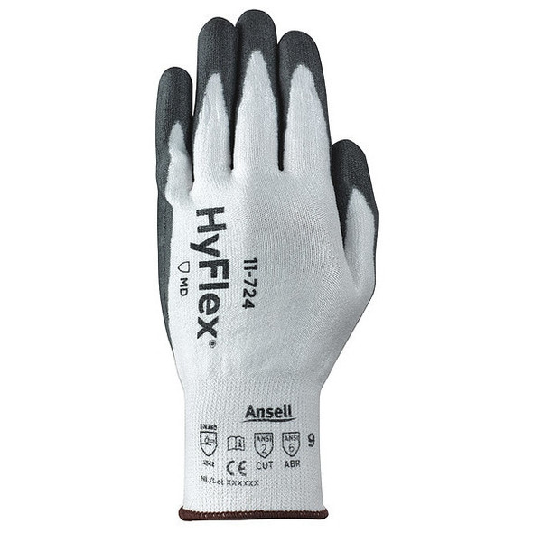 Ansell Cut Resistant Gloves,Black/White,VP,7,PR 11-724
