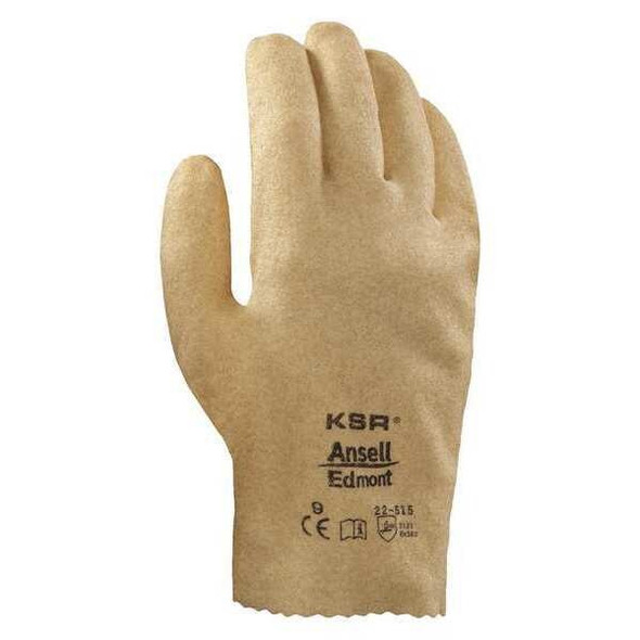 Ksr Coated Gloves, PVC, Textured, Full, 2 Abrasion Level, Yellow, M 1 PR 22-515