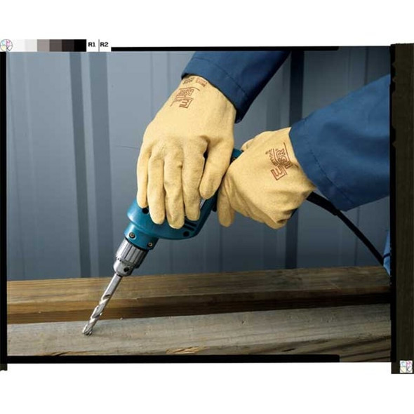 Ksr Coated Gloves, PVC, Textured, Full, 2 Abrasion Level, Yellow, M 1 PR 22-515