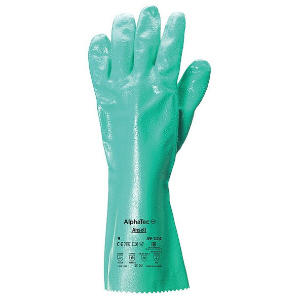 Ansell Chemical Resistant Glove,14" L,Sz 8,PR 39-124 Ansell Chemical Resistant Glove,14" L,Sz 8,PR 39-124