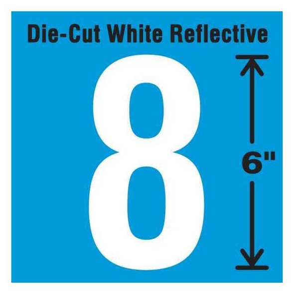 Stranco Number Label, Vinyl, 6 in H, 2-3/4 in W DWR-6-8-EA