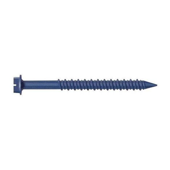 Conset Concrete Screw, 1/4" Dia., Hex, 3 3/4 in L, Steel Blue Ruspert, 25 PK