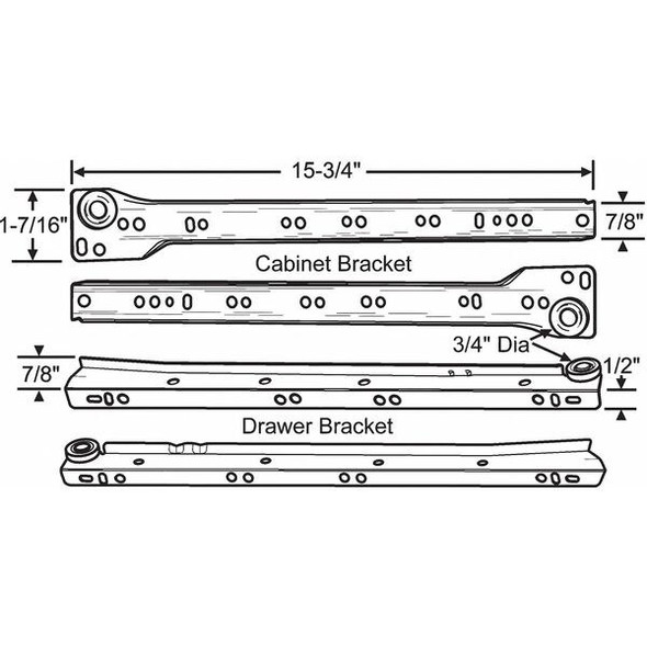 Manufacturer Varies Drawer Slide,16" L,Painted 45-581-16