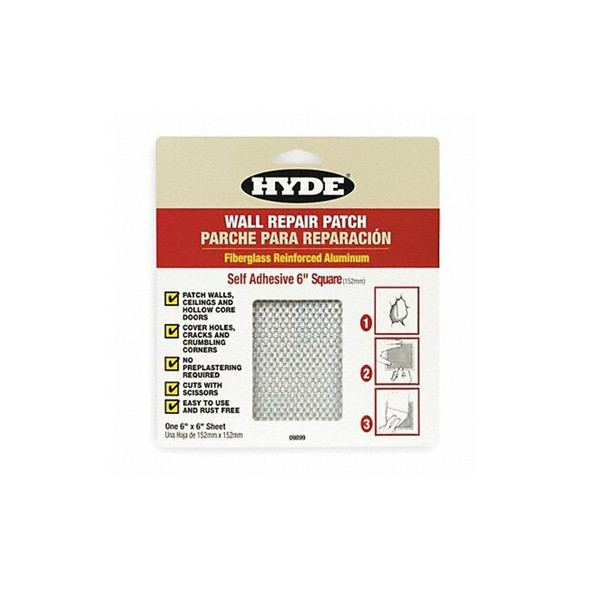 Hyde Wall Patch,6 x 6 In,Aluminum/Fiberglass 09904