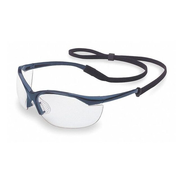 Vapor, Safety Glasses, Anti-Scratch, Clear Lens, Blue Frame, Half-Frame