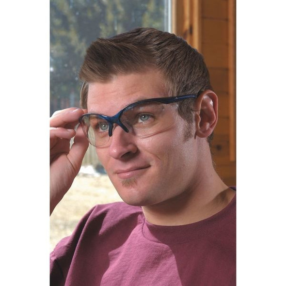 Uvex Vapor, Safety Glasses, Anti-Scratch, Clear Lens, Blue Frame, Half-Frame 11150900