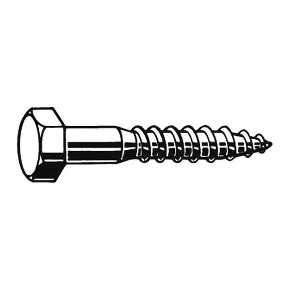 Lag Screw, 1/2 in, 3-1/2 in, Steel, Zinc Plated Hex External Hex Drive, 25 PK