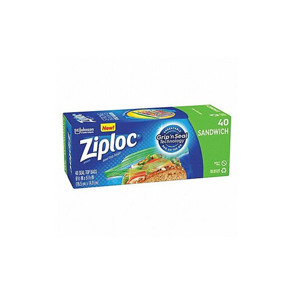 Ziploc ReclosableBag,6.5inL,5.92inW,PK40 315882 Ziploc ReclosableBag,6.5inL,5.92inW,PK40 315882