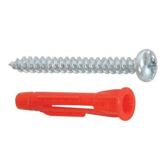 Expansion Anchor Set, Not Rated Tension Strength, 1-1/4"L, Plastic, 100 PK
